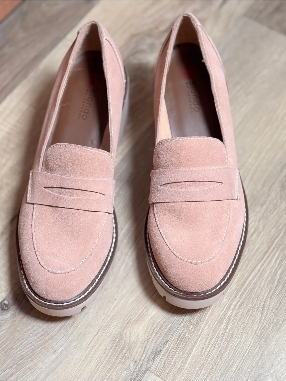Blondo Dusty Pink Suede Platform Penny Loafers